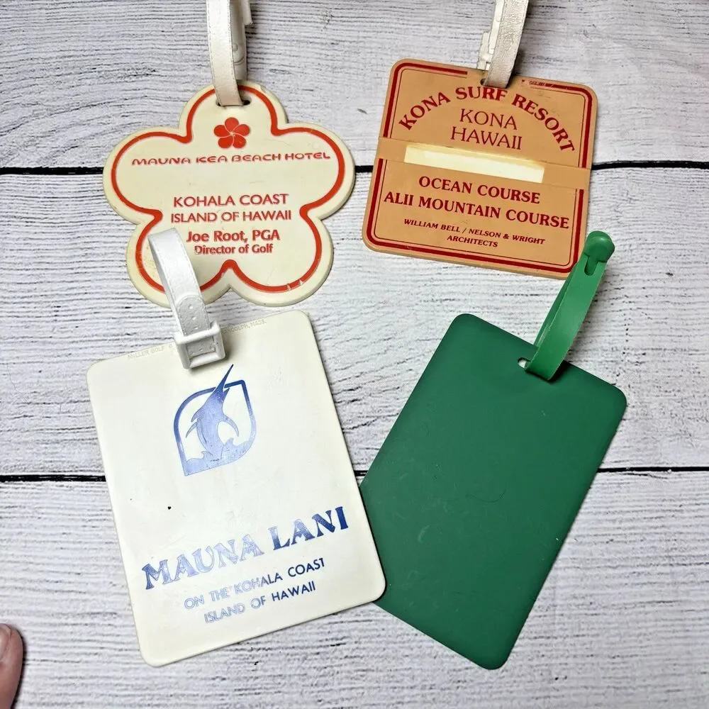Vintage Golf Bag Tag Lot of 4 Hawaii Kona Resort Mauna Kea Mauna Lani Waikoloa